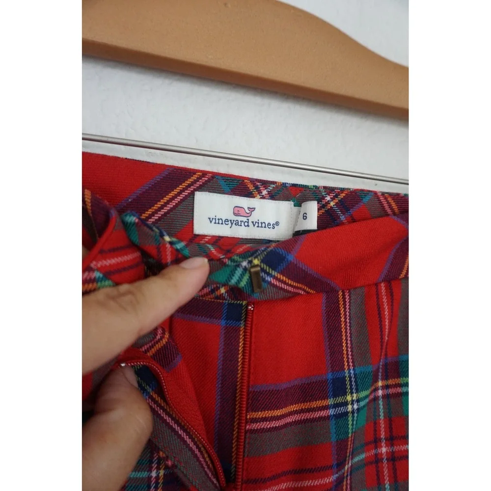 Vineyard Vines Red‎ Plaid Wool Blend Straight Leg Pants Women's Size 6